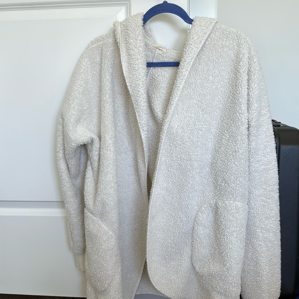 White Soft Hooded Cardigan One Size